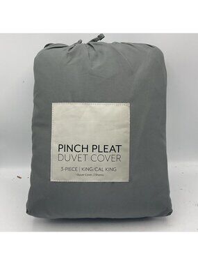 Swift Home Pinch Pleat King/ Cal King  Duvet Cover 3pc Gray